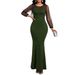 Elegant Women's Dress, Solid Color Mesh Sequin Splicing, High Waist Long Slim Evening Gown Christmas Thanksgiving Halloween Valentine's Day_voghion.com