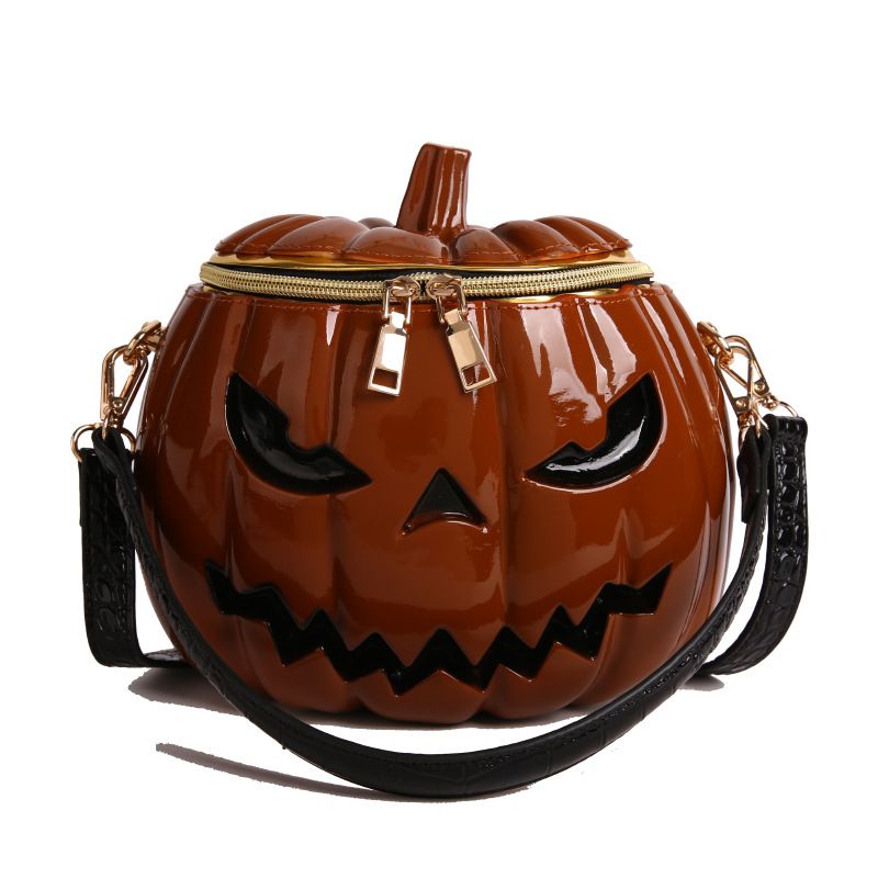 Borsa a tracolla da donna con testa di zucca di Halloween, borsa a tracolla rotonda retrò con chiusura a cerniera, piccola borsa divertente e unica in più colori_voghion.com