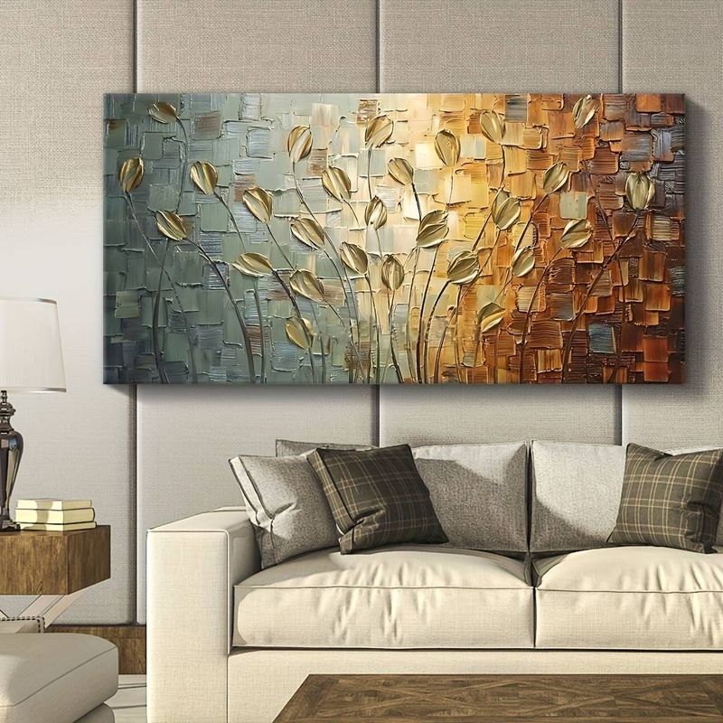 1pc Vibrant Maple Leaf & Flowers Art Canvas Prints Painting Perfect For Bedroom, Living Room Office Wall Decoration, Birthday Gift, And Home Decor_voghion.com