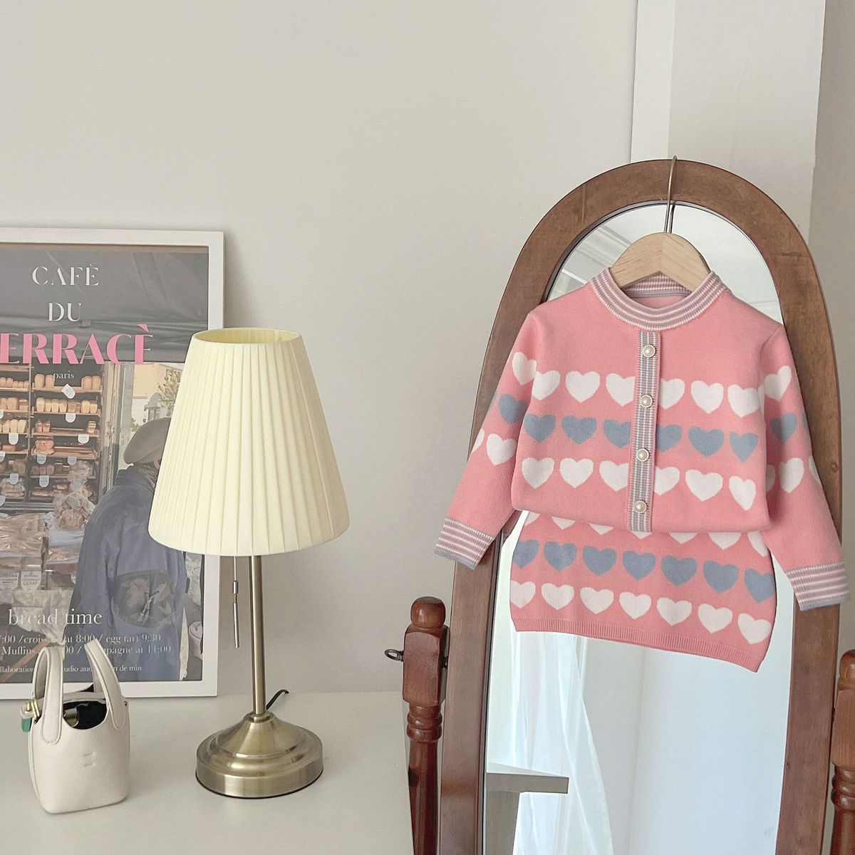 JINYONG Mädchen Frühling Neue Liebe Strickjacke Kinder Baby Pullover Zwei stück Set Rock_voghion.com