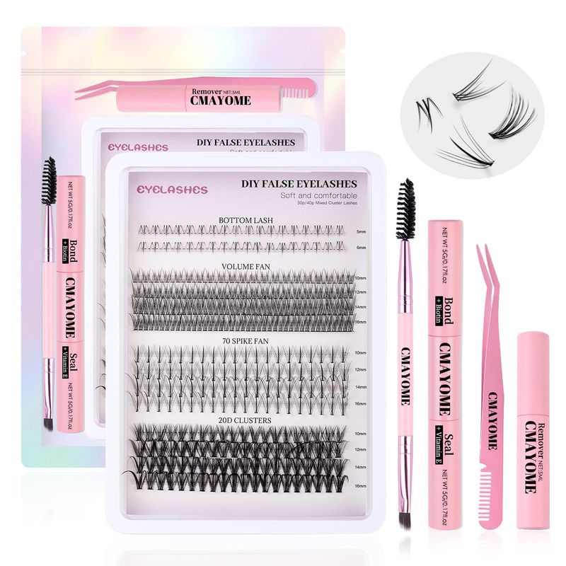 Europäisches und amerikanisches DIY-Segmentwimpernkleber-Set 404 Einzelcluster Großraum-D-Kurve Dichtes Wimpernbuch_voghion.com
