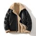 Men's Winter Bomber Jacket – Faux Leather & Fleece Lined, Windproof, Relaxed Fit (M-5XL, Black)_voghion.com