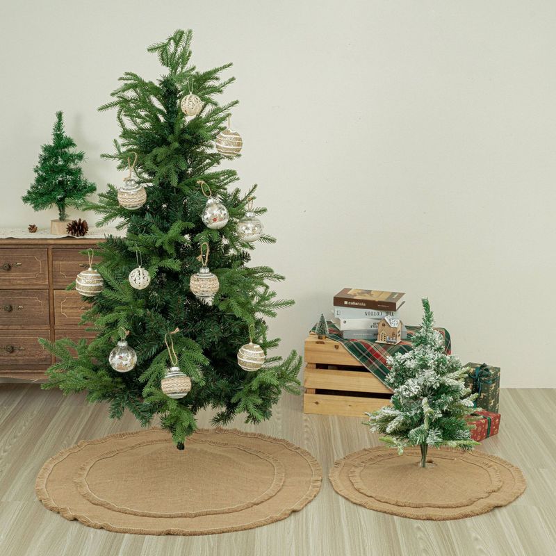 New Decoration Supplies Christmas Atmosphere Arrangement Burlap Double Layer Tree Skirt_voghion.com