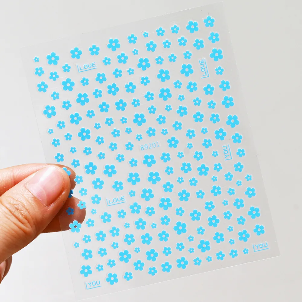 3D 5-Petal Flower Nail Stickers - 5 Colors Sweet Floral Self-Adhesive Full Nail Decals, Cute Pastel Design_voghion.com