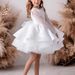 Abito in tulle soffice per bambina - Abito da principessa bianco gonfio per damigella d'onore e festa di compleanno_voghion.com