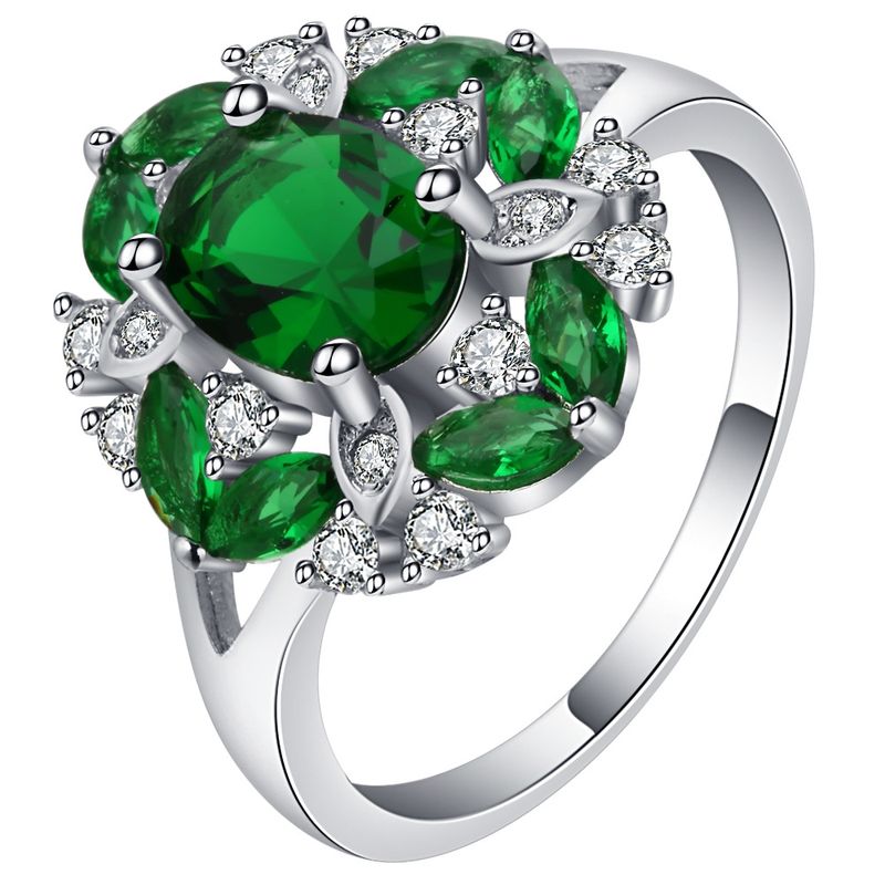 Versilberter Smaragdquarz, blauer Saphir, Rubin, Hochzeits-, Verlobungs- und Ewigkeitsring für Damen, Blumenring für Mama, Brautliebhaber_voghion.com