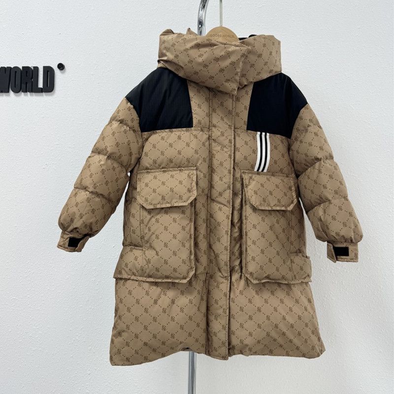 Teenager und Jungs 2024 neue lockere Freizeitmode Jungen und Mädchen Jacke dicke mittlere und lange Kinder Daunenjacke_voghion.com