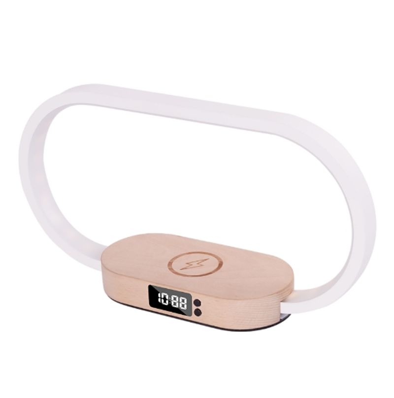 15 W multifunktionale kabellose Ladestation, Uhr, LED-Schreibtischlampe, Nachtlicht, USB-Anschluss, Schnellladestation für iPhone, Samsung, Xiaomi-Telefone_voghion.com