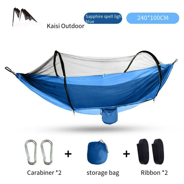 Automatic quick opening hammock with mosquito net outdoor single and double nylon cloth camping pole mosquito net hammock mosquito hammock_voghion.com