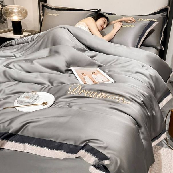 Ice Silk Summer Comforter Set - Ultra Lightweight & Cooling Single Size Air Conditioning Blanket With Gift Packaging_voghion.com