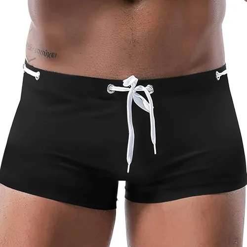 Herrkläder Boxershorts Enfärgade Tajta Sportiga Shorts Med Dragsko Enkla Badbyxor_voghion.com
