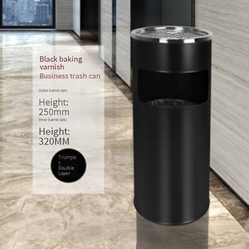​Stainless Steel Commercial Trash Bin With Ashtray For Office, Hotel, And Public Spaces – Large Capacity, Durable & Fireproof Design​_voghion.com