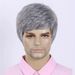 Synthetic Clip-in Men's New Wigs Men's Gray Side Parted Short Wigs Elastic Net Middle Aged And Elderly Fashion Wigs Are Now_voghion.com