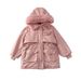Cappotto lungo caldo foderato in pile per bambine - Parka invernale con cappuccio e collo alto, morbida imbottitura in poliestere, chiusura con cerniera (rosa/grigio, 120-160 cm)_voghion.com