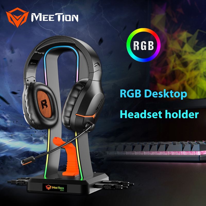 MEETION U002 Barvite RGB dvojne USB HUB igralne stojalo svetleče slušalke_voghion.com