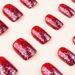 LC233 Red Glitter Press On Nails Short Square Fake Nails - Self-Adhesive Bling False Nails With Glue & File, Easy DIY At Home, Party & Daily Wear_voghion.com