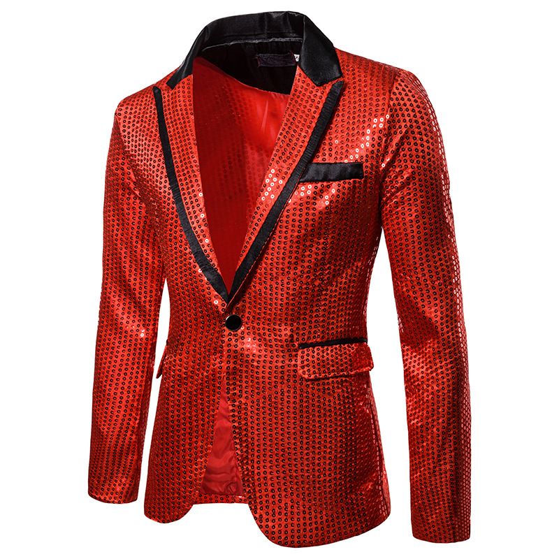 Sequin Performance Tuxedo Nightclub Men's Wear Host Emcee Studio Jacket Suit XZ58_voghion.com