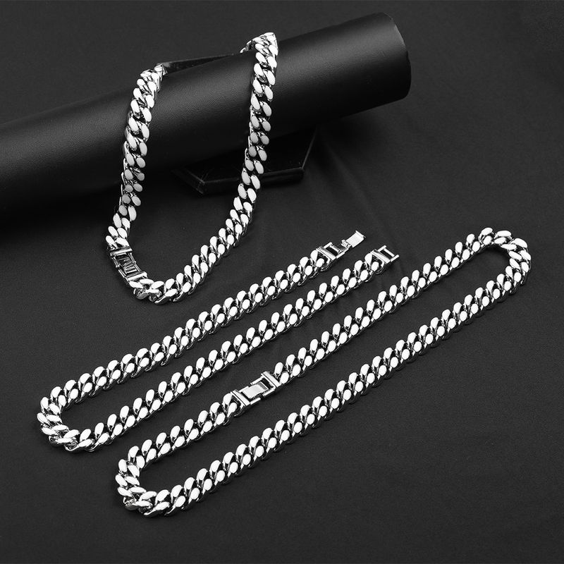 White Vinyl Men's Hip-hop, Women's Collarbone Chain, Contrasting Color, Cuban Thick Necklace, Trendy Necklace_voghion.com