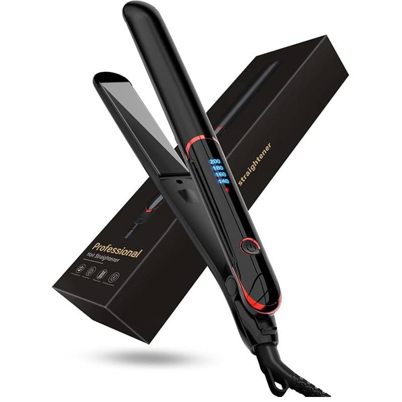 Piastra per capelli e ferro arricciacapelli - Strumento professionale per lo styling con temperatura regolabile e piastre in ceramica (riscaldamento rapido, anti-crespo, adatto ai viaggi)_voghion.com
