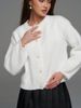 Cardigan corto e accogliente in maglia – Maglione oversize in pelliccia sintetica Maglione a maniche lunghe in visone Elegante soprabito per donna (taglia unica, bianco)_voghion.com