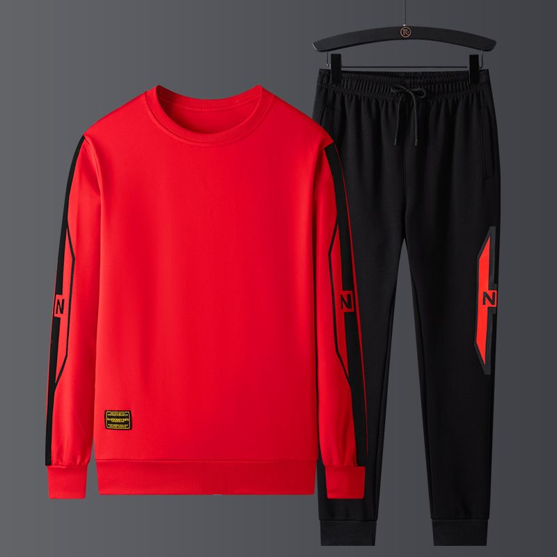 Men's Clothing Autumn Large Size Sweatshirt Men's Round Neck Casual Suit Sports Running Two piece Set Pullover Long Sleeve Men's Sweatpants_voghion.com