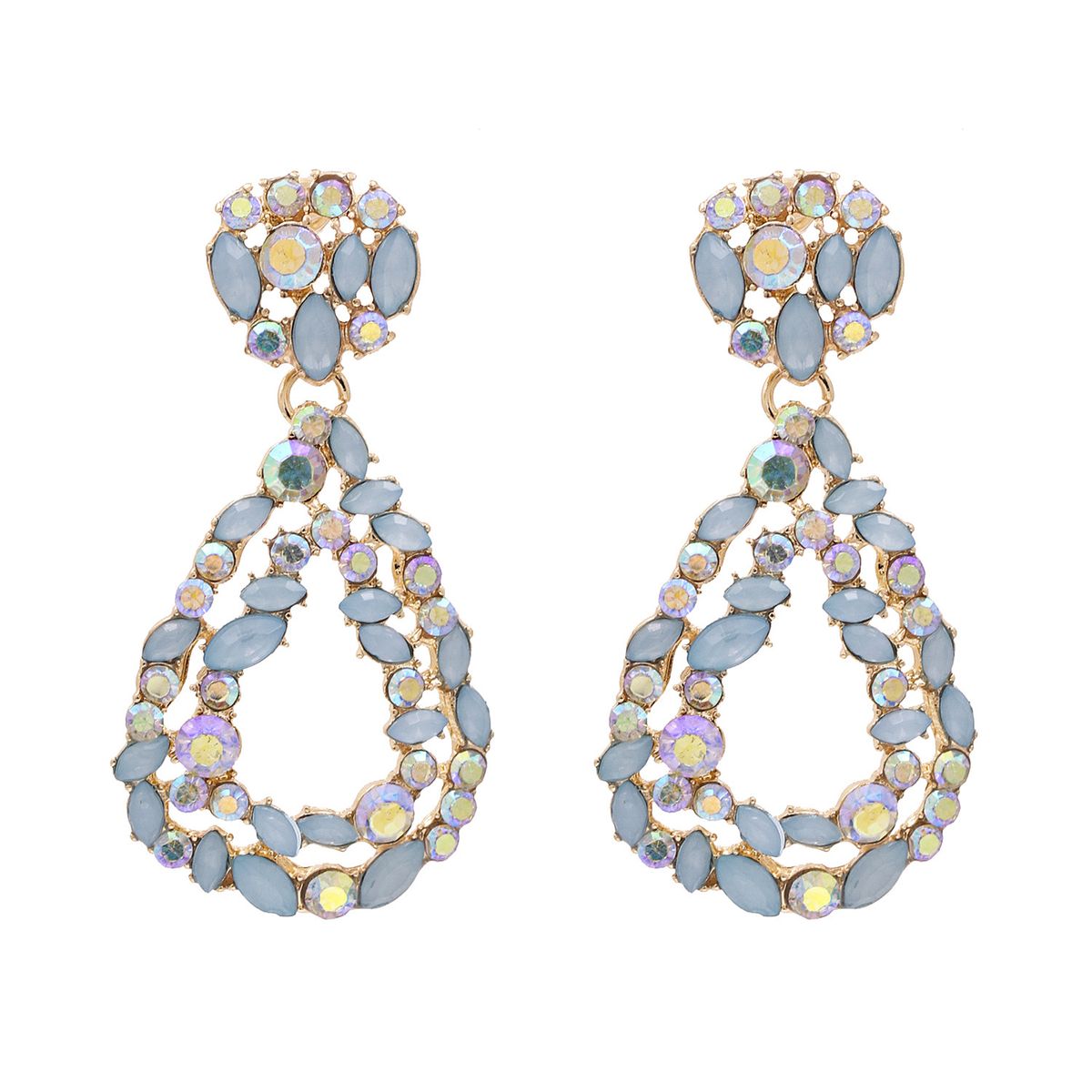 Boucles d'oreilles géométriques exagérées en forme de goutte d'eau avec des bijoux rétro de personnalité en diamant_voghion.com
