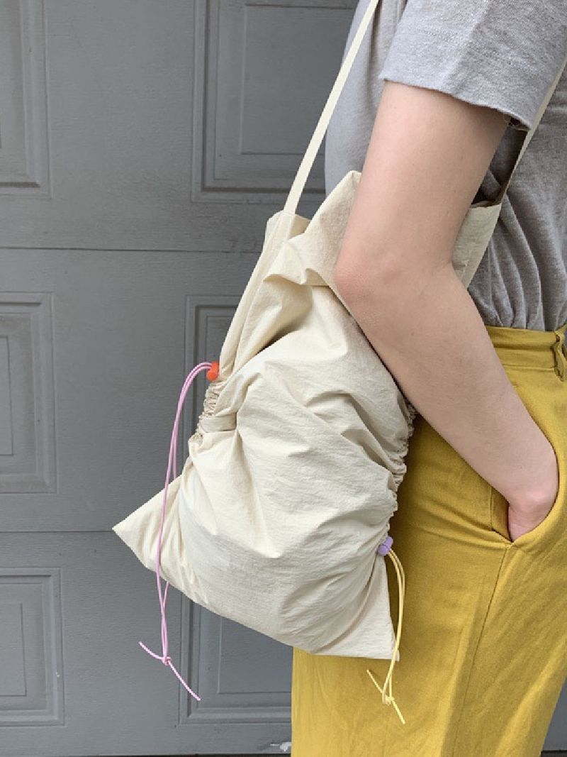Small forest style cloth personalized lightweight nylon leisure, simple and environmentally friendly artistic drawstring_voghion.com