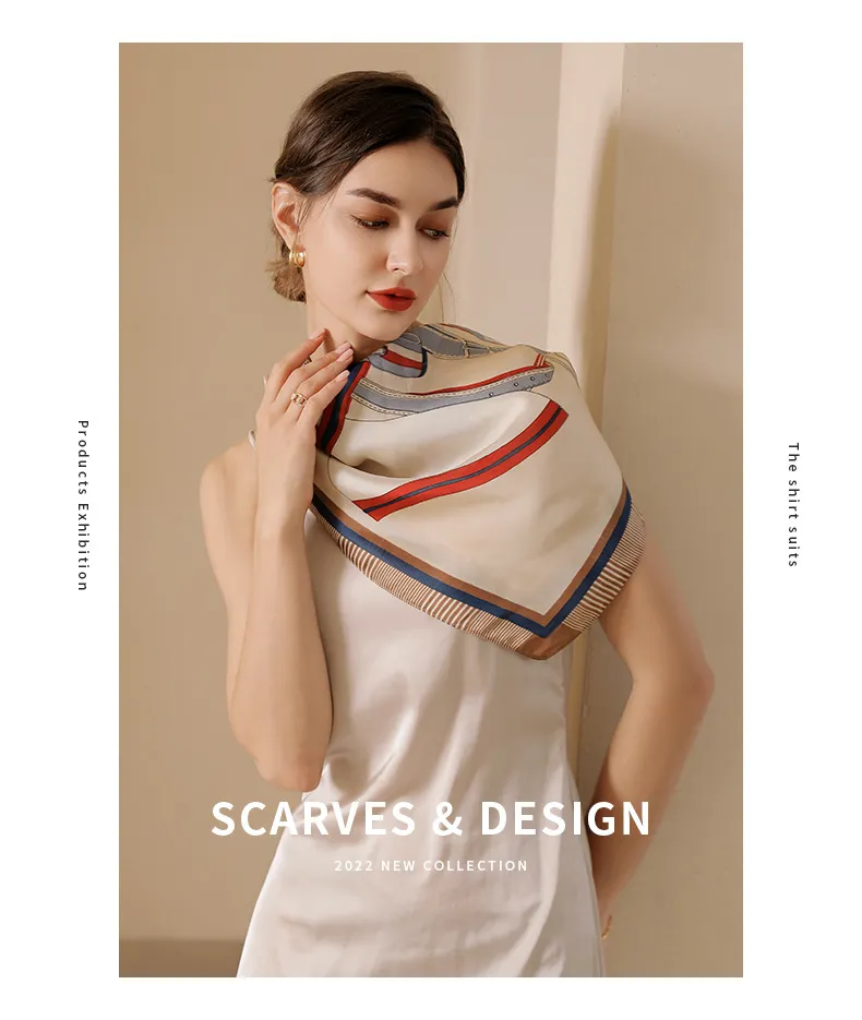 Nouveauté printemps/été 2024 pour femmes, Japon et Corée du Sud Sweet Saddle Print 70 Petit carré avec sangles de reliure Mode_voghion.com