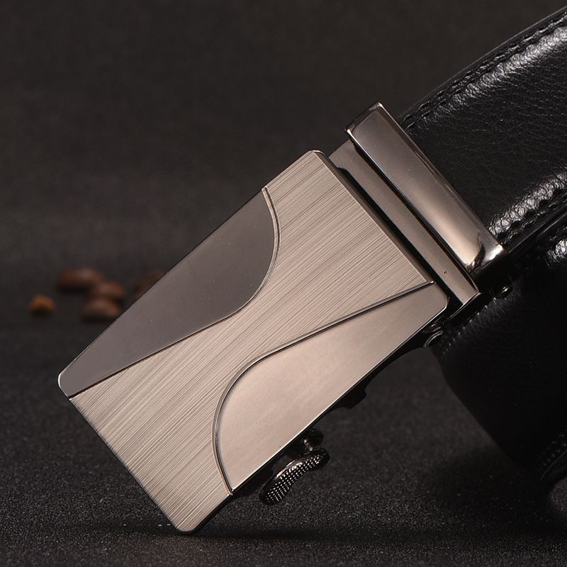 Herrengürtel aus echtem Leder mit automatischer Schnalle, Taillengürtel aus Rindsleder, Bestseller, Freizeit- und Businessgürtel für Hosen._voghion.com