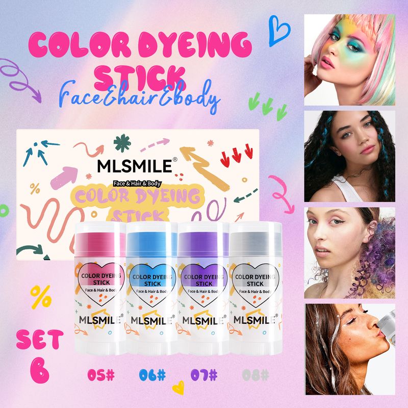 MLSMILE 4-Pack Face & Body Paint Sticks - Multifunctional For Hair, Face & Body | Party Makeup, Easy To Apply & Wash, Vibrant Colors_voghion.com