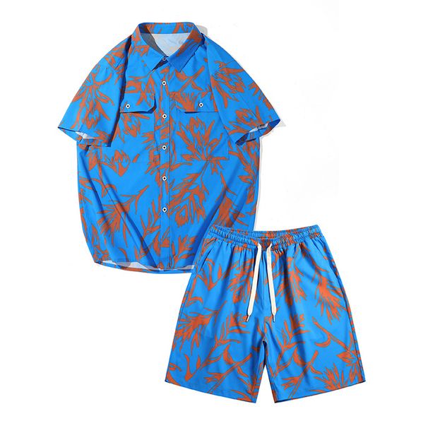 Camicia da uomo in stile hawaiano Plus Size Vacanza Casual Pantaloncini a maniche corte Camicia a fiori da spiaggia_voghion.com