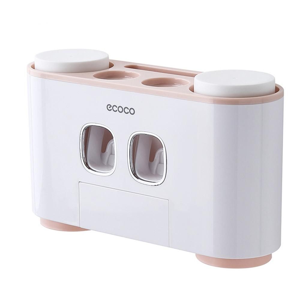 Magnetischer Zahnbürstenhalter zur Wandmontage mit 4 Bechern und automatischem Zahnpastaspender._voghion.com