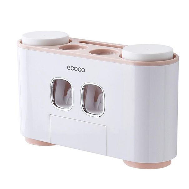 Magnetischer Zahnbürstenhalter zur Wandmontage mit 4 Bechern und automatischem Zahnpastaspender._voghion.com