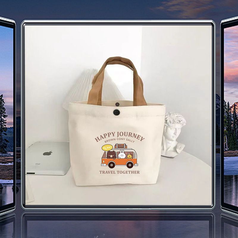 [Neulinge erhalten 0,01 Yuan] Bär für Studentinnen Tragbare Büro-Handtasche Lunchtasche Canvas-Tasche Geschenktüte_voghion.com