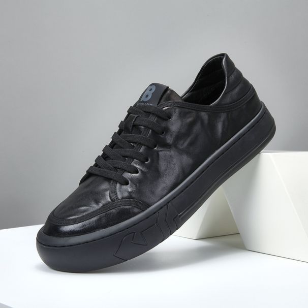 Layer Cowhide Crooked Toe Cute Ugly Mango Shoes Genuine Leather Sneakers Men's Trendy Versatile Low Top_voghion.com