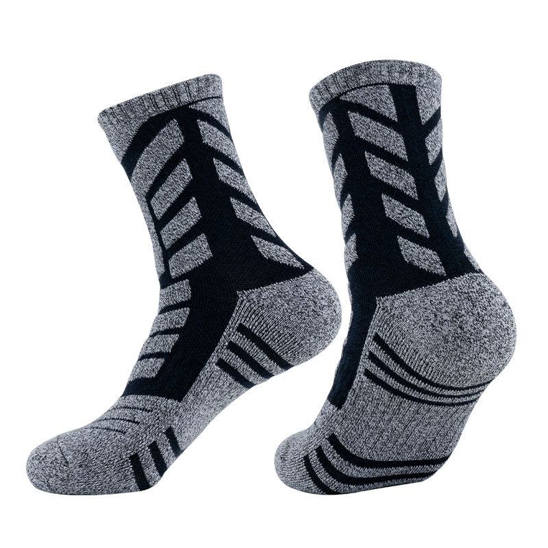 Açık Hava Yürüyüş Sporları Kalınlaştırılmış Havlu Tabanlı Orta Baldır Rahat Yastıklama Koşu Ter Emici Kayak Çorapları_voghion.com