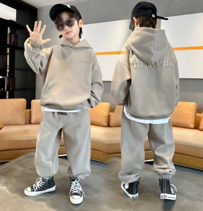 Tieners en jongens Kinderen trendy geletterd casual hoodie met capuchon en joggingbroek pak, kinderen losse top met lange mouwen en leggings broek pak_voghion.com