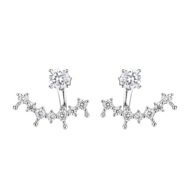 Cercei de damă din argint S925 Crescent Moon cu înălțime reglabilă și metode multiple de purtare Cercei moissanit cu 50 de puncte_voghion.com