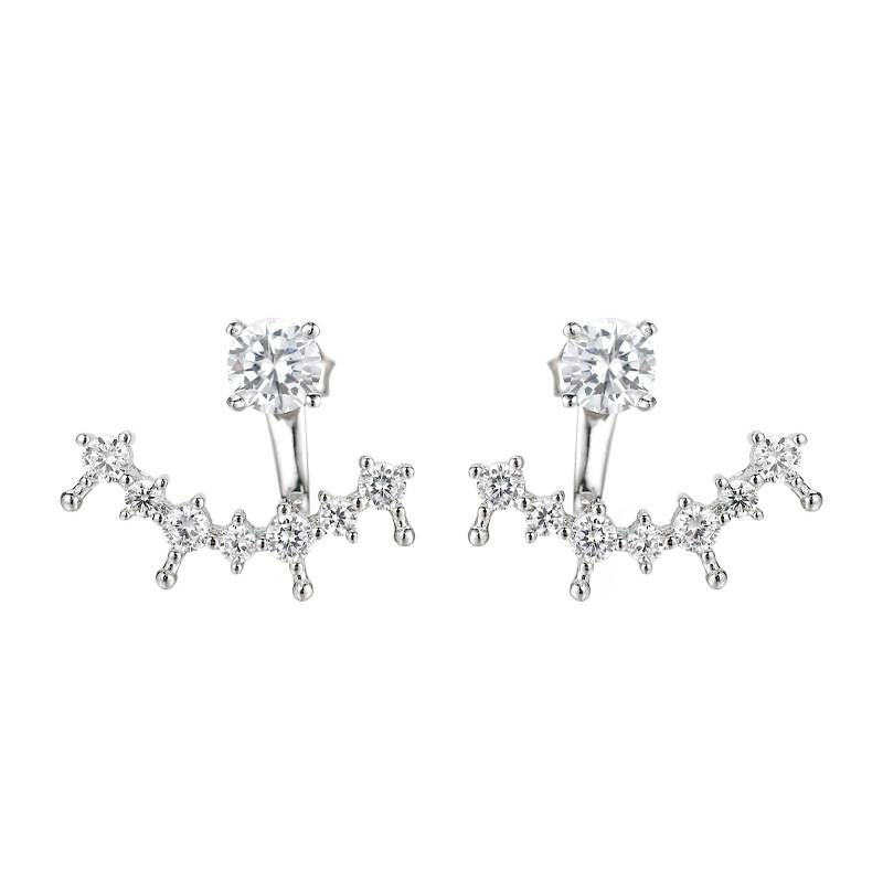 S925 ezüst női fülbevaló félhold állítható magassággal és többféle viselési móddal, 50 pontos moissanite fülbevaló_voghion.com