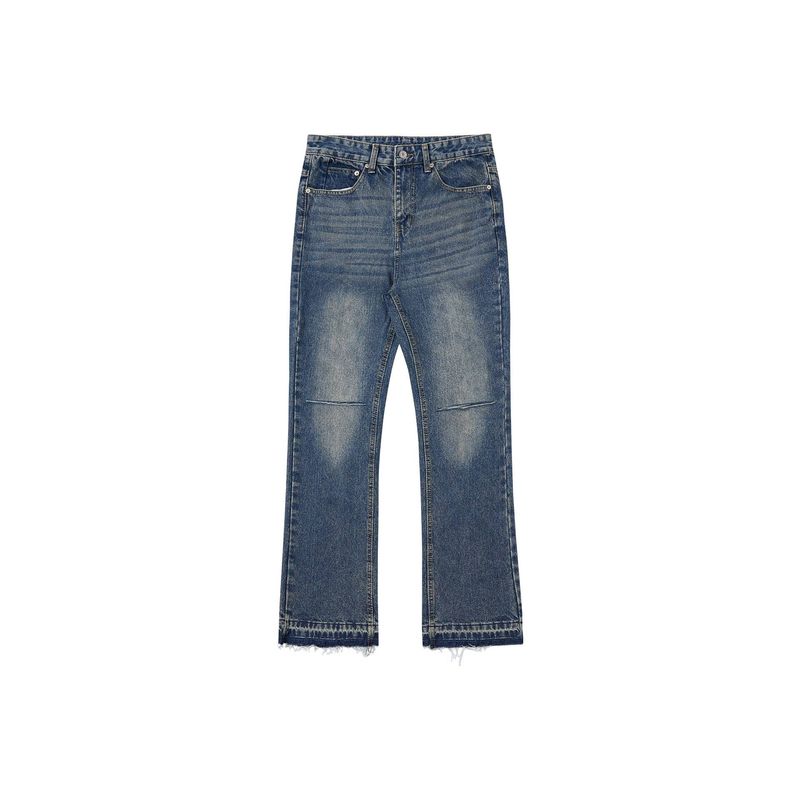 Men's Clothing Distressed Washed Cut Wide Leg Cleanfit Flared Jeans_voghion.com
