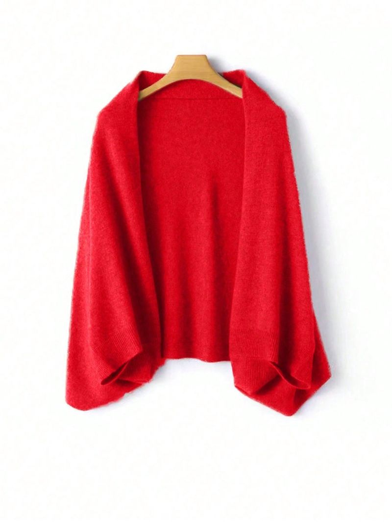 Bufanda de punto 100 % lana para mujer, suave y cálida, tipo cárdigan, tipo capa, para proteger hombros y cuello, tipo pashmina, de doble uso._voghion.com
