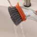 Kitchen Scrub Brush With Soap Dispenser – Dual-Sided Non-Splash Cleaning Brush For Pots, Pans & Cookware (Green/Orange Handle, PET Bristle Head)_voghion.com