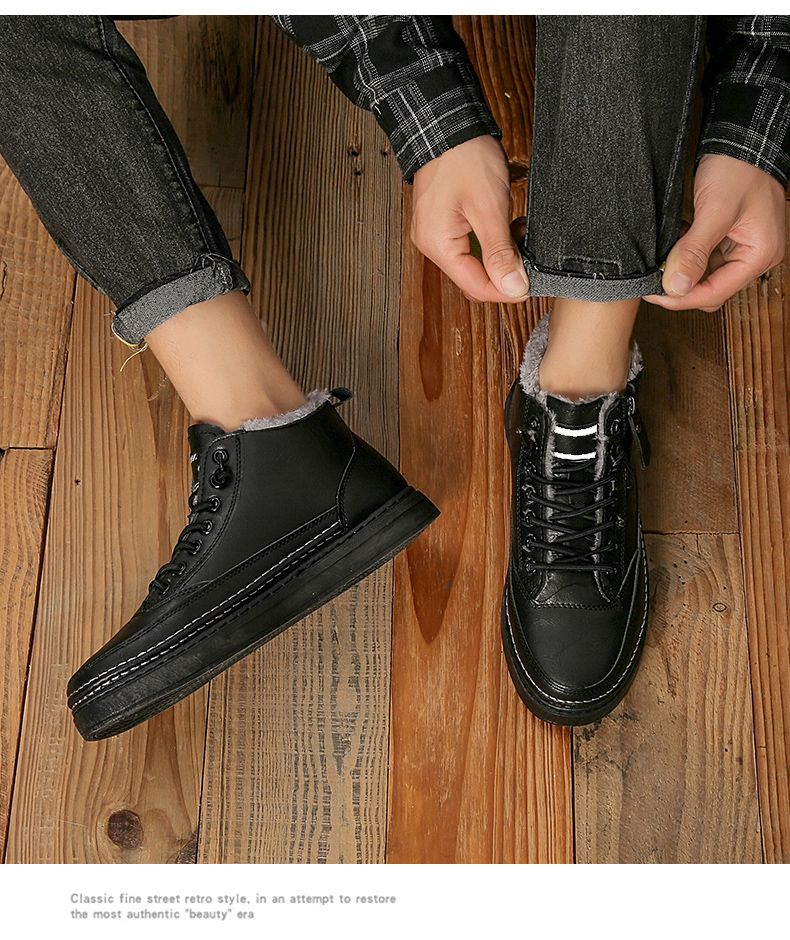New Leather Spring Men's Shoes High-top Men's Heightening Tooling Martin Boots_voghion.com