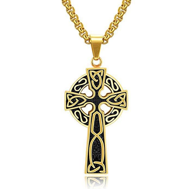 Personalità della moda Collana con croce celtica per uomo Per le donne Personalità Modello retrò Gioielli con ciondolo in acciaio al titanio_voghion.com