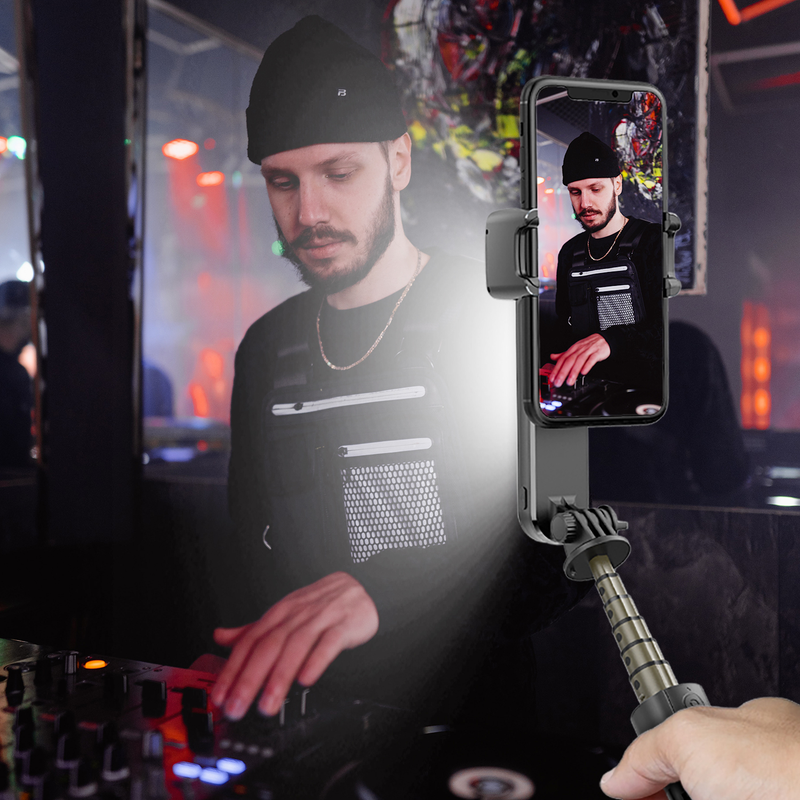 Stabilisateur de joint universel pour Smartphone, trépied selfie portable avec télécommande, lumière à 1 axe et universel_voghion.com