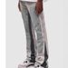 Men's Clothing Fashion Versatile Men's Denim Workwear Elastic Patch Laminated Flared Denim Straight Trousers_voghion.com