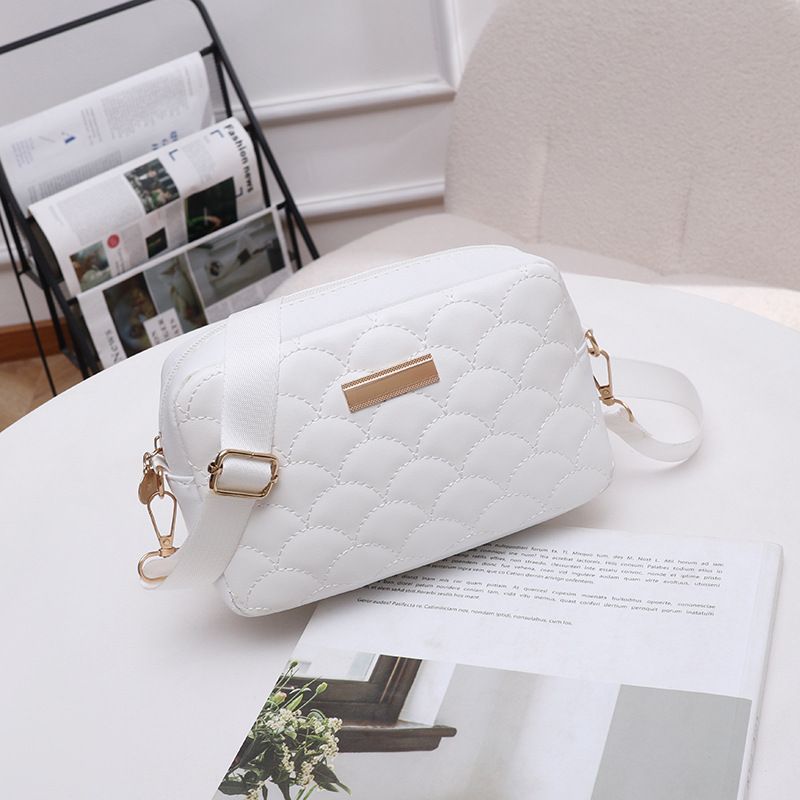 Borsa a tracolla da donna con ricamo a squame di pesce - Borsa a tracolla quadrata piccola e minimalista con tasca portamonete_voghion.com