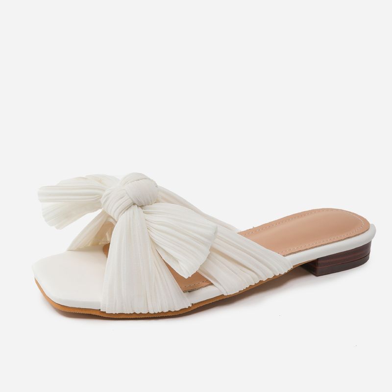 Dames zomer buitenkleding platte onderkant vlinderknoop mesh materiaal instapsandalen_voghion.com