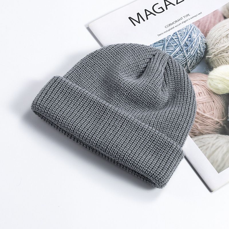 Melonenhut Herren koreanische Version trendige Herbst- und Winterwollmütze Studentenmode Flansch Yuppie Kaltmütze Damen Krempenlose Strickmütze_voghion.com