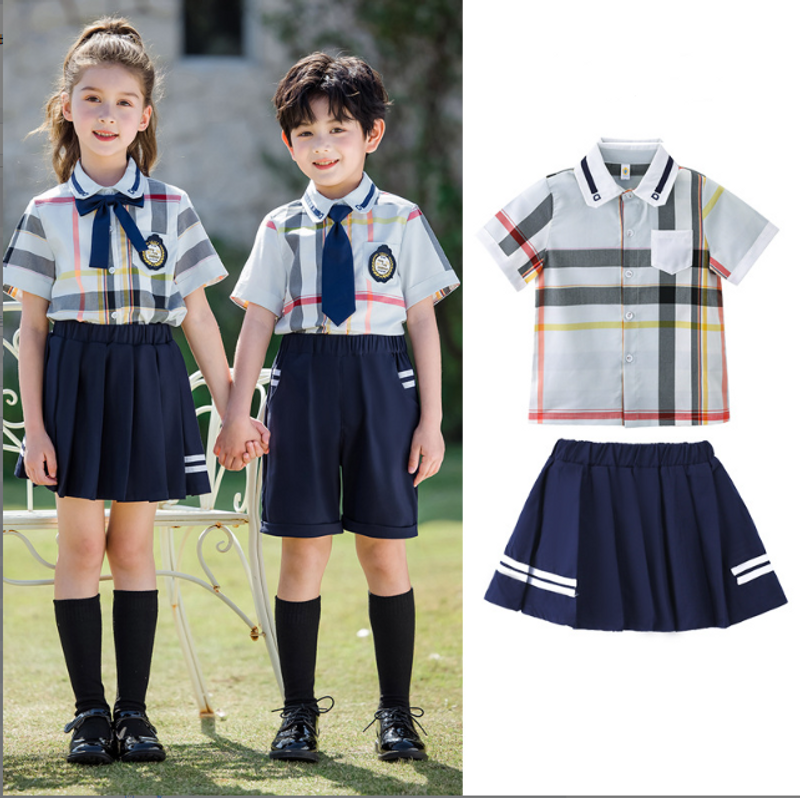 New Kindergarten Uniform Graduation Photo Primary School Uniform Suit Summer Short-Sleeved British College Style Children's Class Uniform_voghion.com